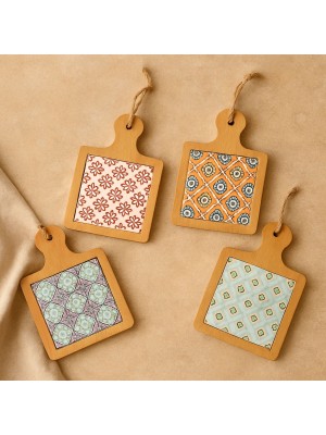 Tagliere quadrato in bambù e ceramica 