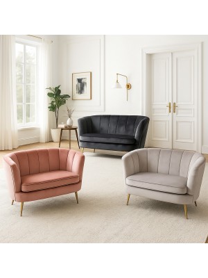 Divano KEAN due posti in Velluto imbottito e avvolgente con Gambe in Metallo