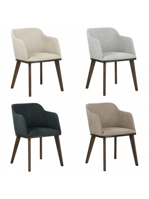 poltroncina in tessuto imbottita con gambe in legno 4 colorazioni