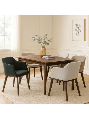 Poltroncine TEVERE in Tessuto imbottite con Struttura e Gambe in Legno massello