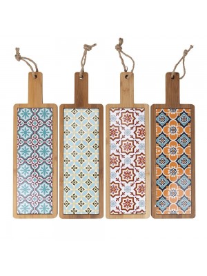 Tagliere in Ceramica e Bambù Con decorazione Maiolica