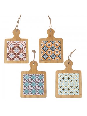 Tagliere quadrato in bambù e ceramica 