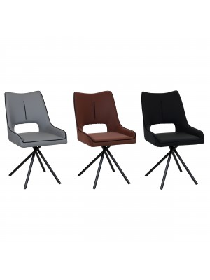 sedia imbottita in similpelle con gambe in metallo