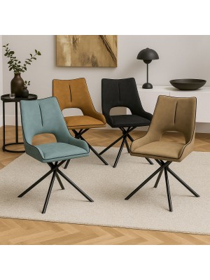 sedie imbottita in similpelle con gambe in metallo