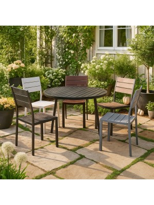 Sedie MESSICO senza Braccioli con Struttura in Metallo, seduta e schienale in Polietilene effetto legno