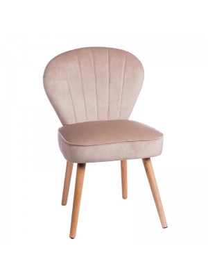 Poltrona in Velluto imbottita colore Crema con gambe in legno modello Jarron Totò Piccinni