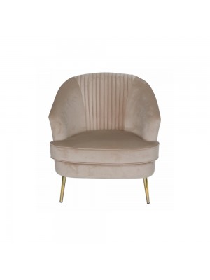 Poltroncina GEXY in Velluto imbottita con gambe in metallo verniciato design top (Crema)