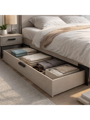 Vista ambientata Cassettone letto in legno colore Cashmere modello Zefiro Totò Piccinni