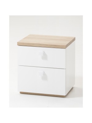 comodino camera da letto rovere miele/bianco laccato vista diagonale 