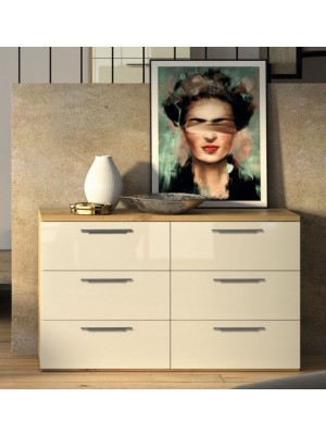 cassettiera rovere artisan/grigio laccato ambientata