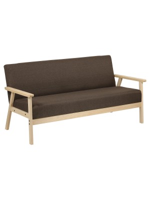 Divano 3 posti in legno in tessuto colore Marrone con struttura in legno modello Wood Totò Piccinni