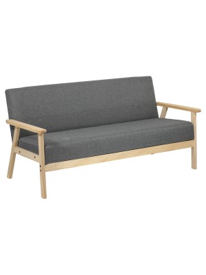 Divano 3 posti in legno in tessuto colore Grigio con struttura in legno modello Wood Totò Piccinni