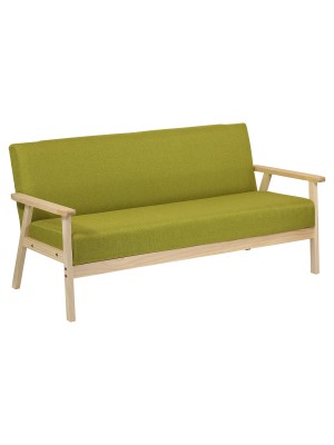 Divano 3 Posti WOOD con struttura in legno di abete naturale non trattata (Tessuto Verde)