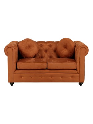 Divano CHESTER design chesterfield vintage in velluto (Effetto Nab. Terracotta, 2 Posti)