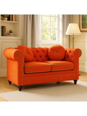 Vista ambientata Divano 2 Posti vintage colore "3D Arancione" modello Chester Totò Piccinni