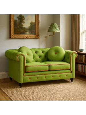 Vista ambientata Divano 2 Posti vintage colore "3D Verde" modello Chester Totò Piccinni