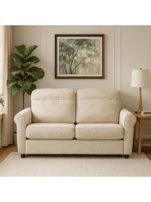 Vista ambientata Divano 2 Posti in Tessuto colore Beige Sfoderabile made in italy modello Luna Totò Piccinni