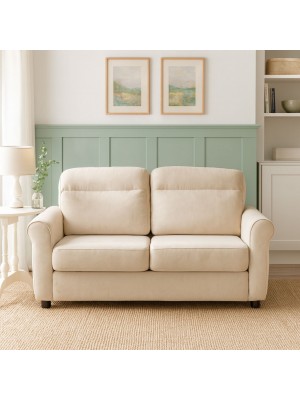 Vista ambientata Divano 2 Posti in Tessuto colore Camel Sfoderabile made in italy modello Luna Totò Piccinni