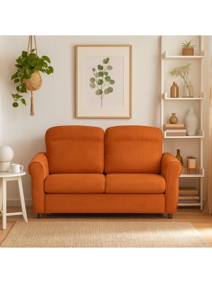 Vista ambientata Divano 2 Posti in Tessuto colore Arancione Sfoderabile made in italy modello Luna Totò Piccinni