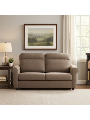 Vista ambientata Divano 2 Posti in Tessuto colore Tortora Sfoderabile made in italy modello Luna Totò Piccinni