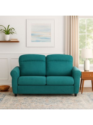 Vista ambientata Divano 2 Posti in Tessuto colore Turchese Sfoderabile made in italy modello Luna Totò Piccinni