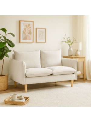 Vista ambientata Divano 2 Posti  in Tessuto colore Beige imbottita modello Dario Totò Piccinni