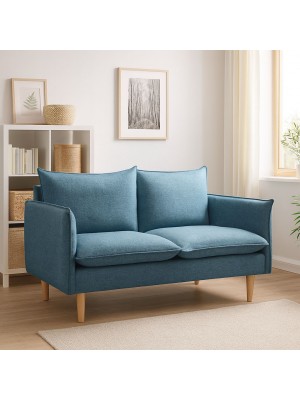 Vista ambientata Divano 2 Posti  in Tessuto colore Blu imbottita modello Dario Totò Piccinni