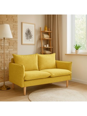 Vista ambientata Divano 2 Posti  in Tessuto colore Giallo imbottita modello Dario Totò Piccinni