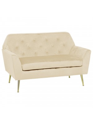 Divano 2 Posti in Velluto imbottito colore Beige modello Sofi Totò Piccinni