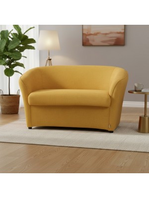 Vista ambientata Divano a Pozzetto 2 Posti in Tessuto colore Giallo Mostarda modello Pozzetto Totò Piccinni