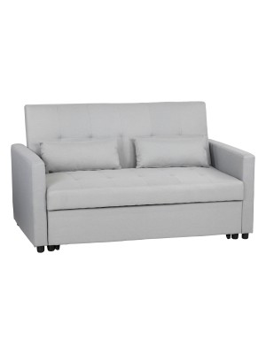 Divano letto 2 posti con cuscini con braccioli colore Grigio Chiaro modello Prestodormo Totò Piccinni
