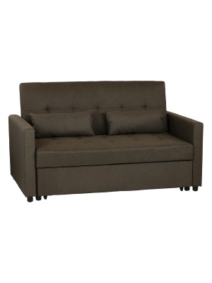 Divano letto 2 posti con cuscini con braccioli colore Marrone modello Prestodormo Totò Piccinni
