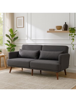 Vista ambientata Divano letto moderno in Tessuto colore Antracite sistema clic-clac modello Boston Totò Piccinni