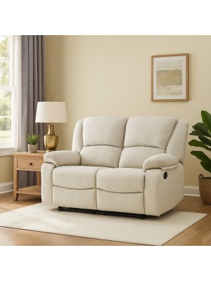 vista ambientata divano 2 posti calipso in similpelle scamosciata sabbia modello Calipso Totò Piccinni