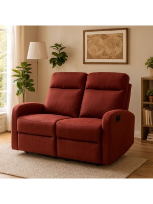 Vista ambientata Divano 2 Posti in Tessuto colore Rosso reclinabile manualmente modello Shell Totò Piccinni