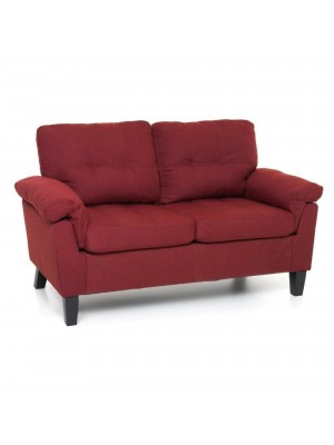 Divano Berlino in Tessuto 2 Posti Imbottito, con Braccioli, (L) 145x(P) 78x(A) 95 cm (Rosso)