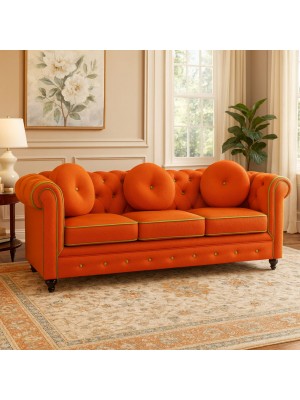 Vista ambientata Divano 3 Posti vintage colore "3D Arancione" modello Chester Totò Piccinni