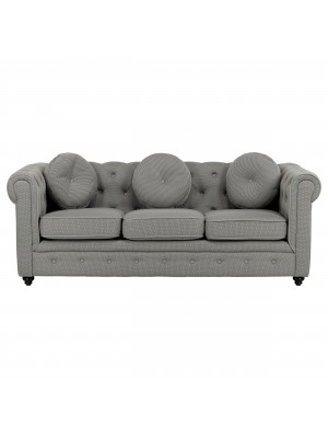 Divano CHESTER design chesterfield in tessuto (3D Grigio, 3 Posti)