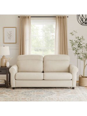 Vista ambientata Divano 3 Posti in Tessuto colore Beige Sfoderabile made in italy modello Luna Totò Piccinni