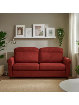 Vista ambientata Divano 3 Posti in Tessuto colore Bordeaux Sfoderabile made in italy modello Luna Totò Piccinni