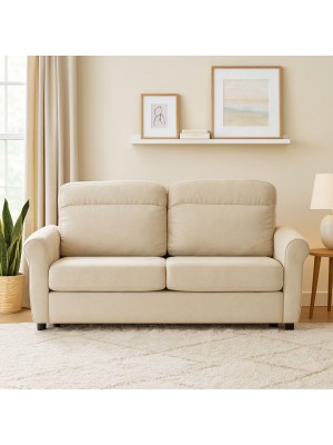 Vista ambientata Divano 3 Posti in Tessuto colore Camel Sfoderabile made in italy modello Luna Totò Piccinni