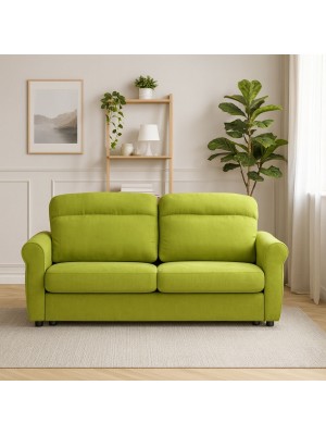 Vista ambientata Divano 3 Posti in Tessuto colore Verde Mela Sfoderabile made in italy modello Luna Totò Piccinni