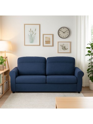 Vista ambientata Divano 3 Posti in Tessuto colore Blu Oceano Sfoderabile made in italy modello Luna Totò Piccinni