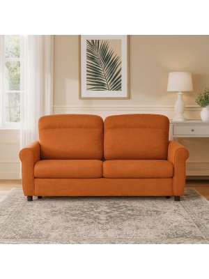 Vista ambientata Divano 3 Posti in Tessuto colore Arancione Sfoderabile made in italy modello Luna Totò Piccinni