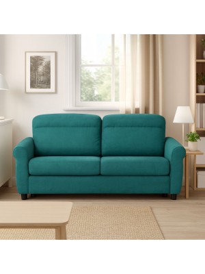 Vista ambientata Divano 3 Posti in Tessuto colore Turchese Sfoderabile made in italy modello Luna Totò Piccinni