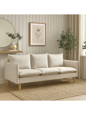 Vista ambientata Divano 3 Posti  in Tessuto colore Beige imbottita modello Dario Totò Piccinni