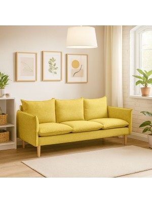 Vista ambientata Divano 3 Posti  in Tessuto colore Giallo imbottita modello Dario Totò Piccinni