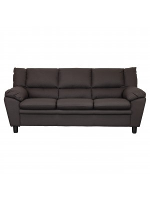 Divano Similpelle Effetto Nabuk 2 o 3 Posti Imbottito, con Braccioli (Dark brown, 3 posti)