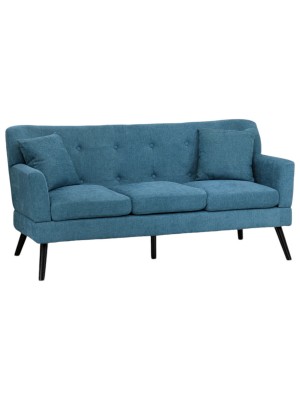 Divano 3 Posti in tessuto colore Blu New con braccioli e piedi in legno modello Ketty Totò Piccinni