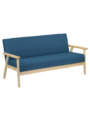 Divano 3 posti in legno in tessuto colore Blu con struttura in legno modello Wood Totò Piccinni